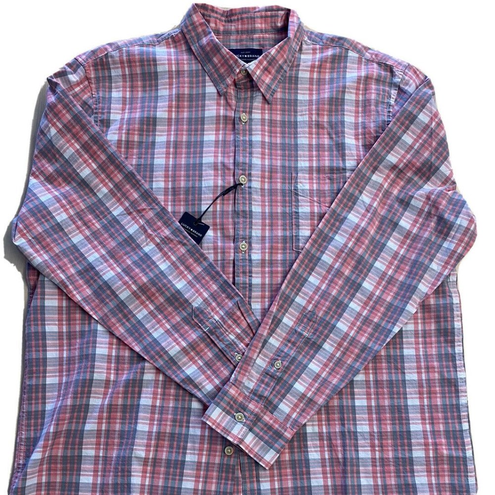 Lucky Brand Men's Button Front Plaid L/S Shirt